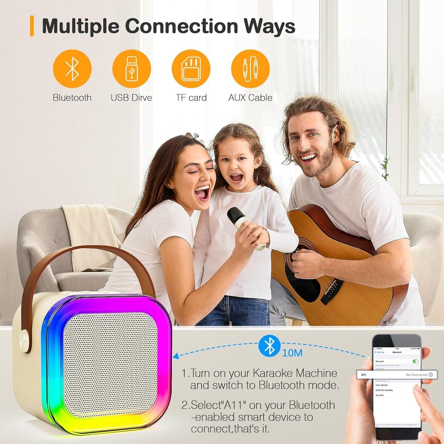 Portable Bluetooth Speaker with 2 Wireless Microphone for Adult Kids/Toddler Boys Girls outdoor fun Toys..