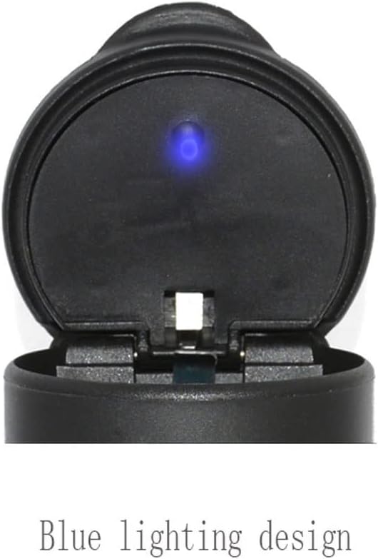 Fireproof Cylinder Shaped Car Cigarette Ashtray with Blue LED Light