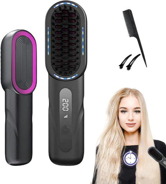 Straight Hair Comb, A Straightener with a Built-In Comb, Fast Heating and 4 Temperature Settings. Usb Charging, Straight Hair, Curly Hair, Various Hair Salons