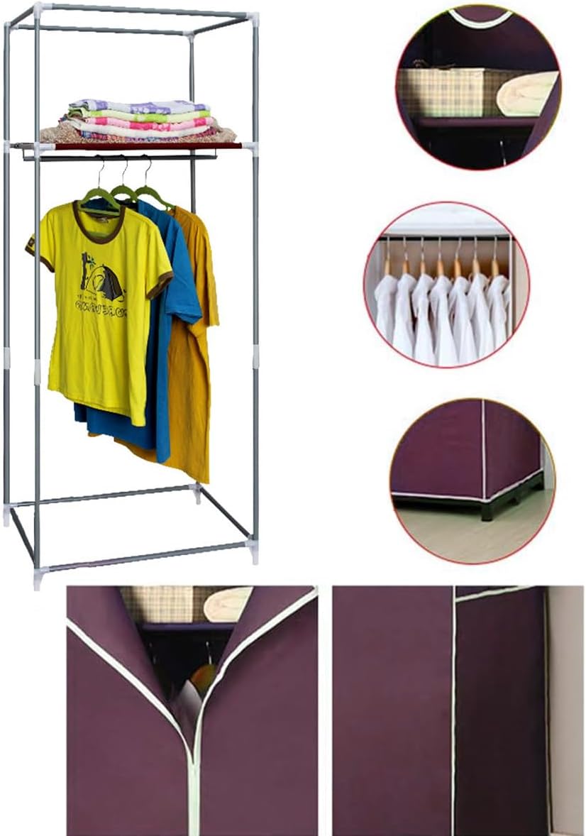 Portable Closet Wardrobe,Closet Storage Organizer Wardrobe Clothes Storage Shelves Non-Woven Fabric Cover Multi-Grid Hanger |