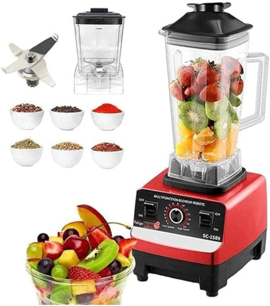 Commercial Grade 4500W Blender Silver Crust 2-in-1 Juicer Mixer Multifunctional Smoothie Maker Grinder Stainless Steel Blades Dishwasher Safe High-Powered Performance Heavy Duty Kitchen Blender