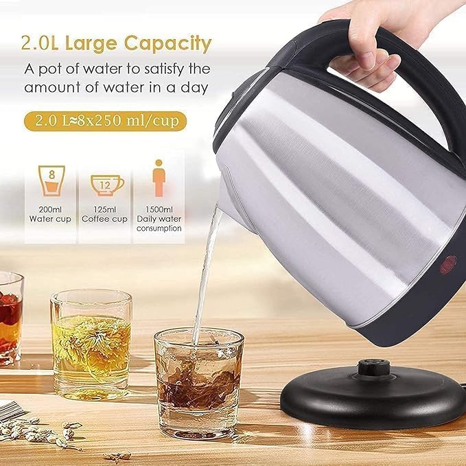 Electric Kettle | Stainless Steel Kettle | Boil Dry Protection &amp; Auto Shut Off Feature | Ideal for Hot Water, Tea &amp; Coffee Maker | 1500W