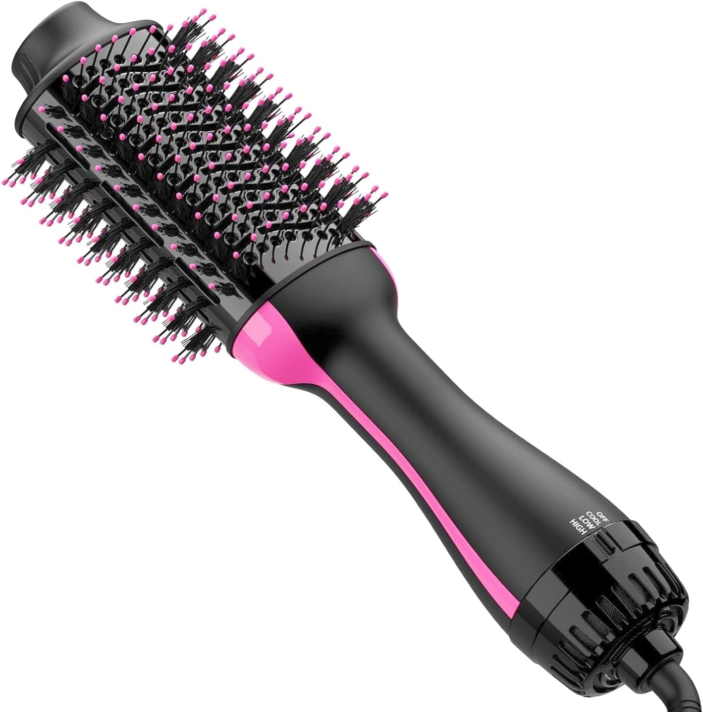 2 in 1 Hair Dryer and Styler Volumizer with Negative Ion Anti-Frizz, Ceramic Titanium Barrel Hot Air Straightener Brush, 75MM Oval Shape, 360-Degree Rotation, Suitable for All Hair Types.