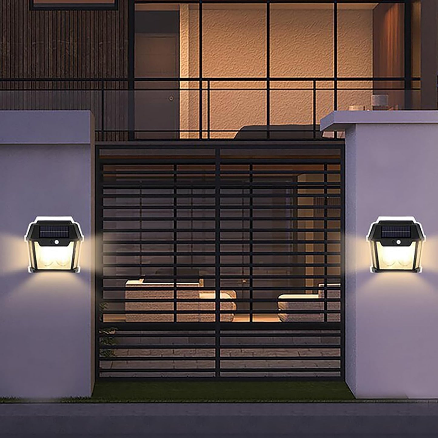 Outdoor Solar Wall Light with Motion Sensor Wireless Auto Chargeable Dusk to Dawn Exterior Sconce Security Lamps for Front Porch Patio Garden Camping Fence...