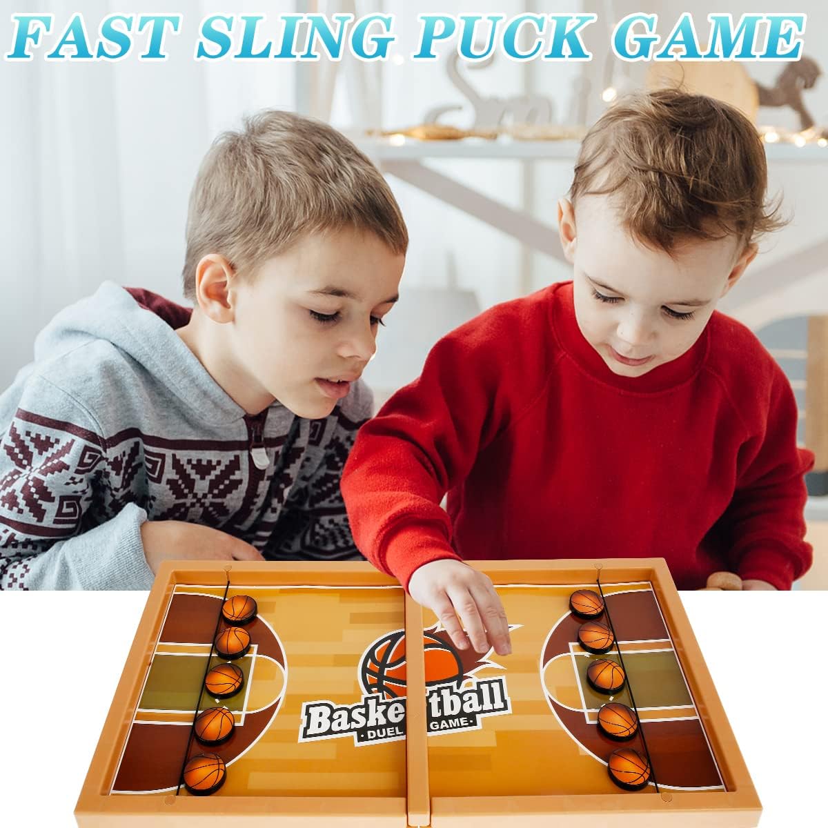 Basketball Shot Board Game, Tabletop Slingshot Parent-Child Interactive Game for Kids Adults Family Party (Basketball)