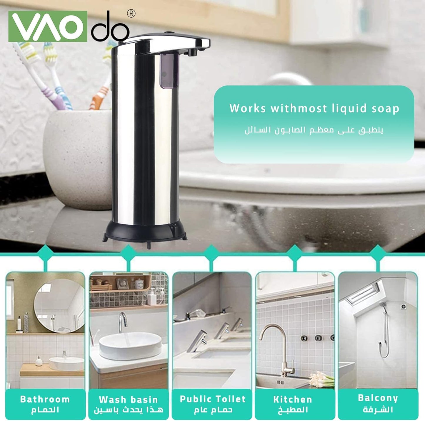 Automatic Sensor Soap Dispenser, Non-Contact Infrared Smart Sensor Soap Dispenser, Adjustable Soap Volume, Battery Powered, Suitable for Kitchen...