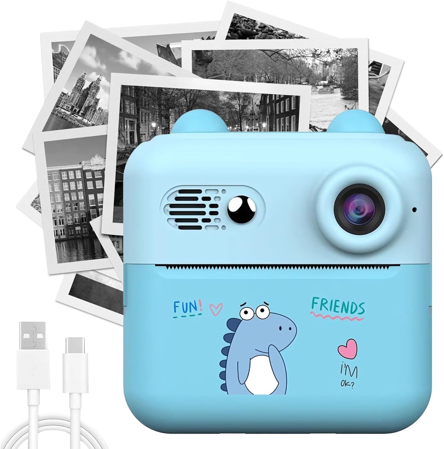 Instant Print Camera for Kids, 50MP 1080P HD Digital Video Camera, 16x Digital Zoom Digital Camera with 2.4 Inch HD IPS Screen, Compact Instant...