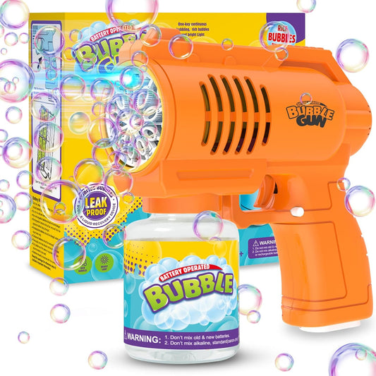 Bubble Machine Bubble Gun for Kids，Silent Automatic 10 Hole with LED Bubbles Making Toy，Bubble Maker Toys 10000+ Rich Bubbles Per Minute with 130ml Bubble