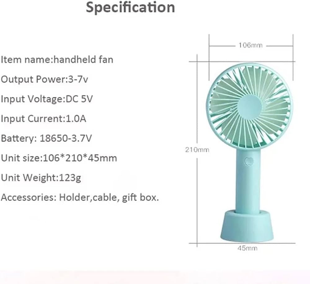 Padom Handheld Mini Fan Battery Operated Small Personal Portable Fan Speed Adjustable USB Rechargeable Fan for Kids Girls Women Men Home Office Indoor Outdoor Travelling