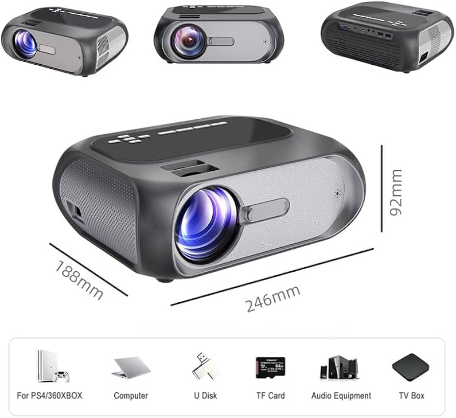 mdlian Mini Projector Portable LED 3D Home Theater Cinema Beamer VideoProjector Support 1080P 4K