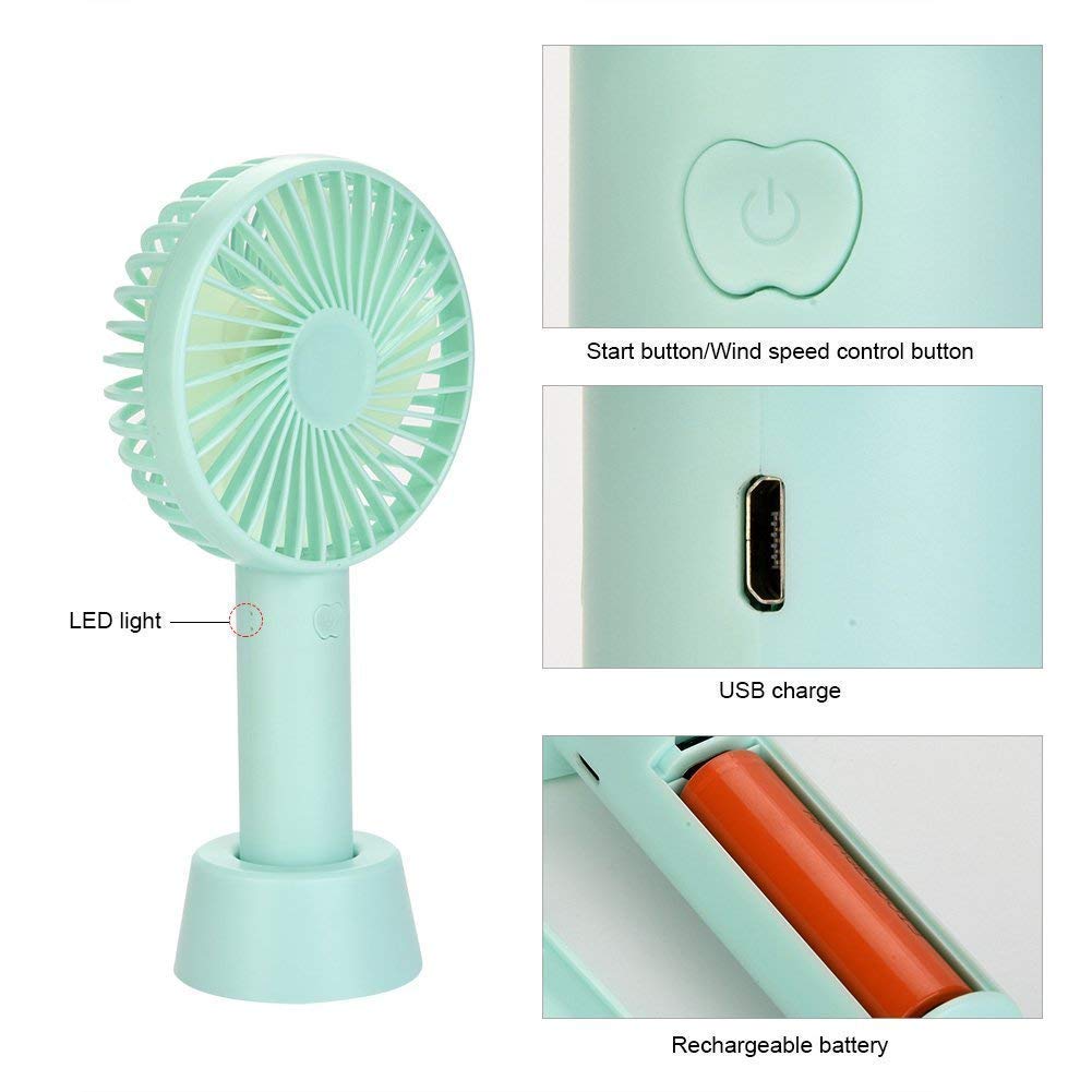 Padom Handheld Mini Fan Battery Operated Small Personal Portable Fan Speed Adjustable USB Rechargeable Fan for Kids Girls Women Men Home Office Indoor Outdoor Travelling